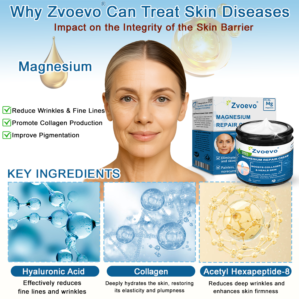 ✅Official Store: Zvoevo® Magnesium Skin Repair Cream (Smooths Wrinkles, Improves Skin Firmness, Tightens Skin)